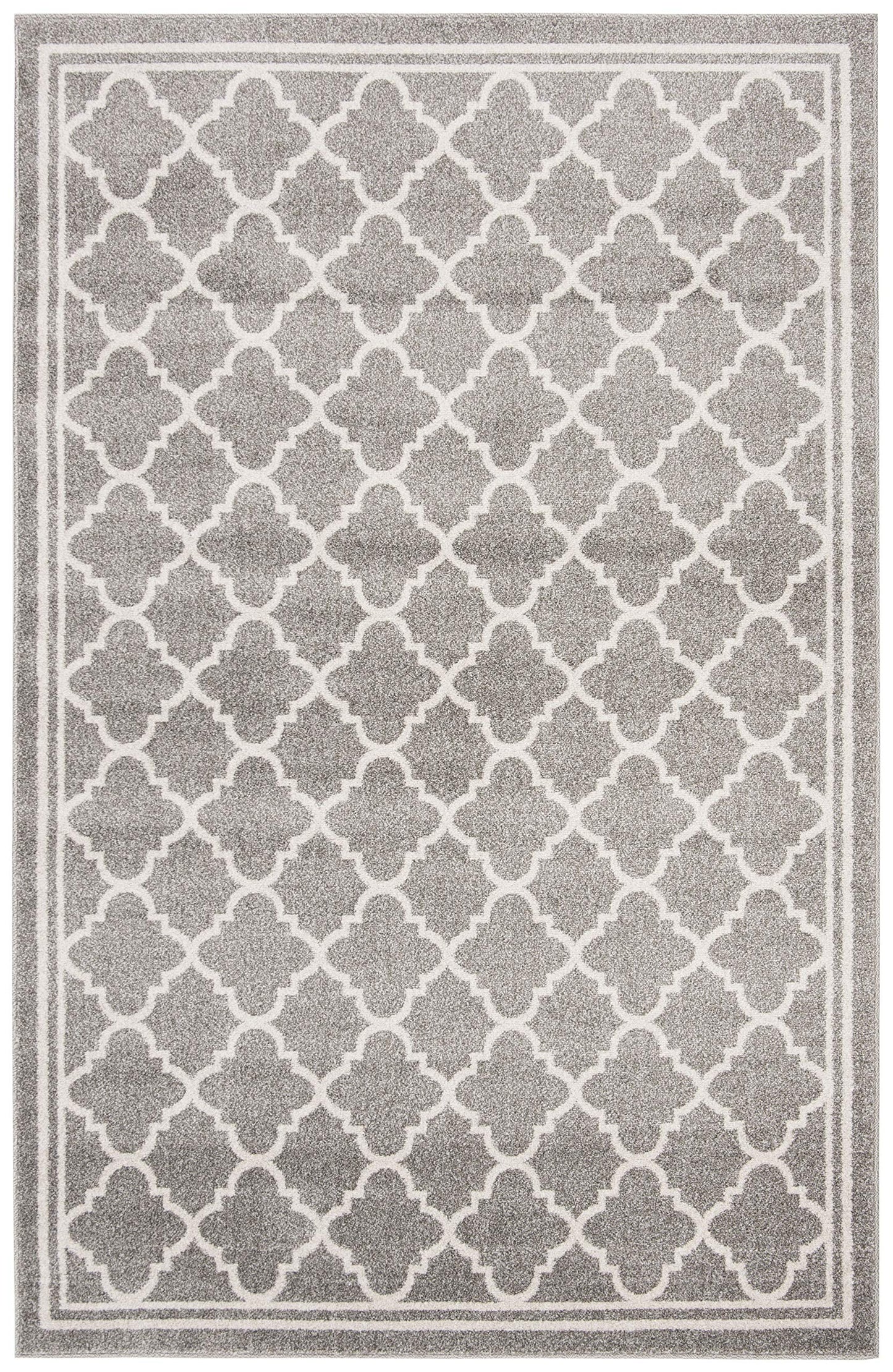 SAFAVIEH Amherst Collection Accent Rug - 4' x 6', Dark Grey & Beige, Moroccan Trellis Design, Non-Shedding & Easy Care, Ideal for High Traffic Areas in Entryway, Living Room, Bedroom (AMT422R)