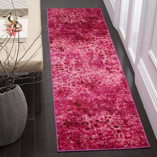 SAFAVIEH Monaco Collection Runner Rug - 2'2" x 8', Fuchsia, Boho Chic Abstract Watercolor Design, Non-Shedding & Easy Care, Ideal for High Traffic Areas in Living Room, Bedroom (MNC225F)