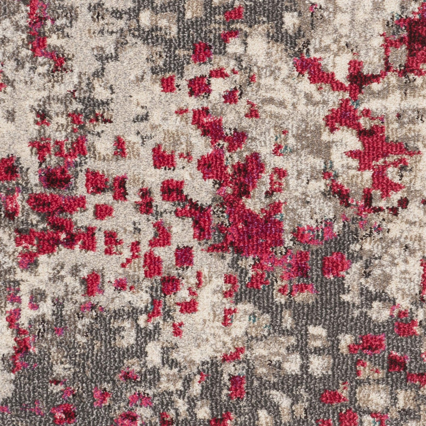SAFAVIEH Monaco Collection Area Rug - 6'7" x 9'2", Grey & Fuchsia, Boho Chic Abstract Watercolor Design, Non-Shedding & Easy Care, Ideal for High Traffic Areas in Living Room, Bedroom (MNC225R)
