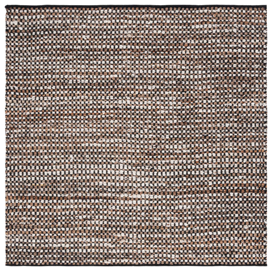 SAFAVIEH Natura Collection Area Rug - 6' Square, Black & Ivory, Handmade Flat Weave Wool & Jute, Ideal for High Traffic Areas in Living Room, Bedroom (NAT349Z)