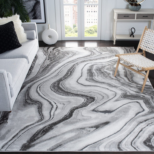 SAFAVIEH Area Rug 8x10 - Craft Collection - Large - Grey & Silver, Modern Abstract Design, Non-Shedding & Easy Cleaning, Ideal for Living Room, Bedroom, Office, Dining Space (CFT819G)