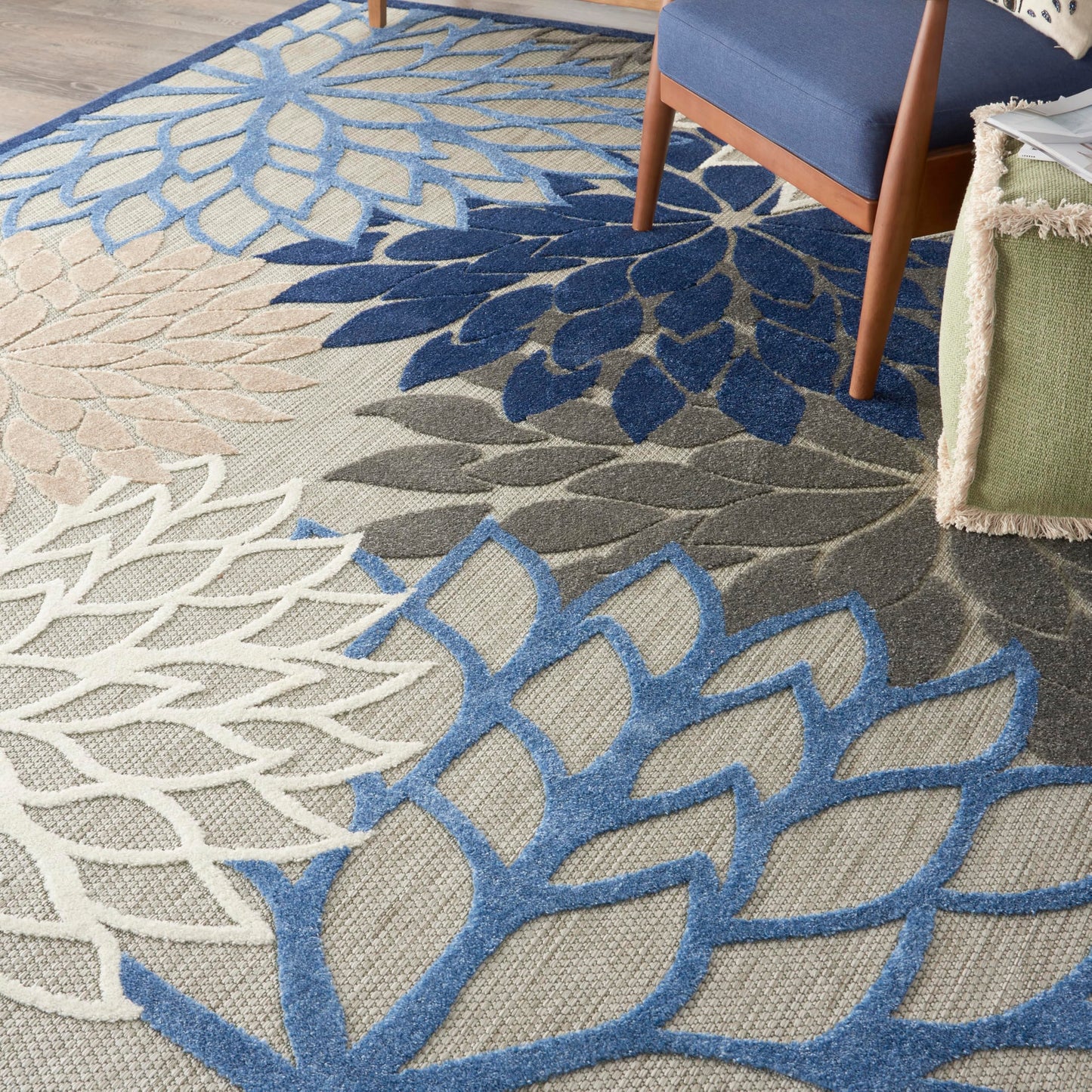 Nourison Home Aloha 7'10" x 10'6" Fabric Indoor/Outdoor Rug in Blue/Multi-Color