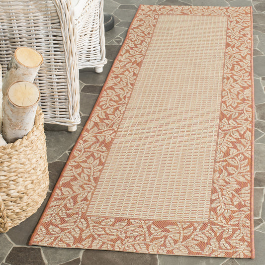SAFAVIEH Washable Rug Outdoor Courtyard Collection - 2'3" x 6'7" Runner, Natural & Terracotta, Non-Shedding & Easy Cleaning, Ideal for Patio, Entryway, Mudroom, Hallway, Kitchen (CY0727-3201)