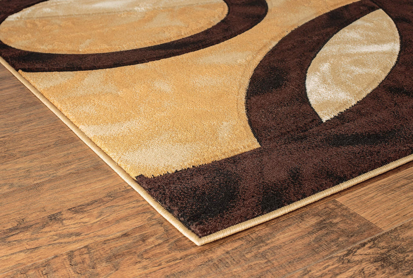 GLORY RUGS Area Rug Modern 4x6 Brown Circles Geometry Soft Hand Carved Contemporary Floor Carpet Fluffy Texture for Indoor Living Dining Room and Bedroom Area