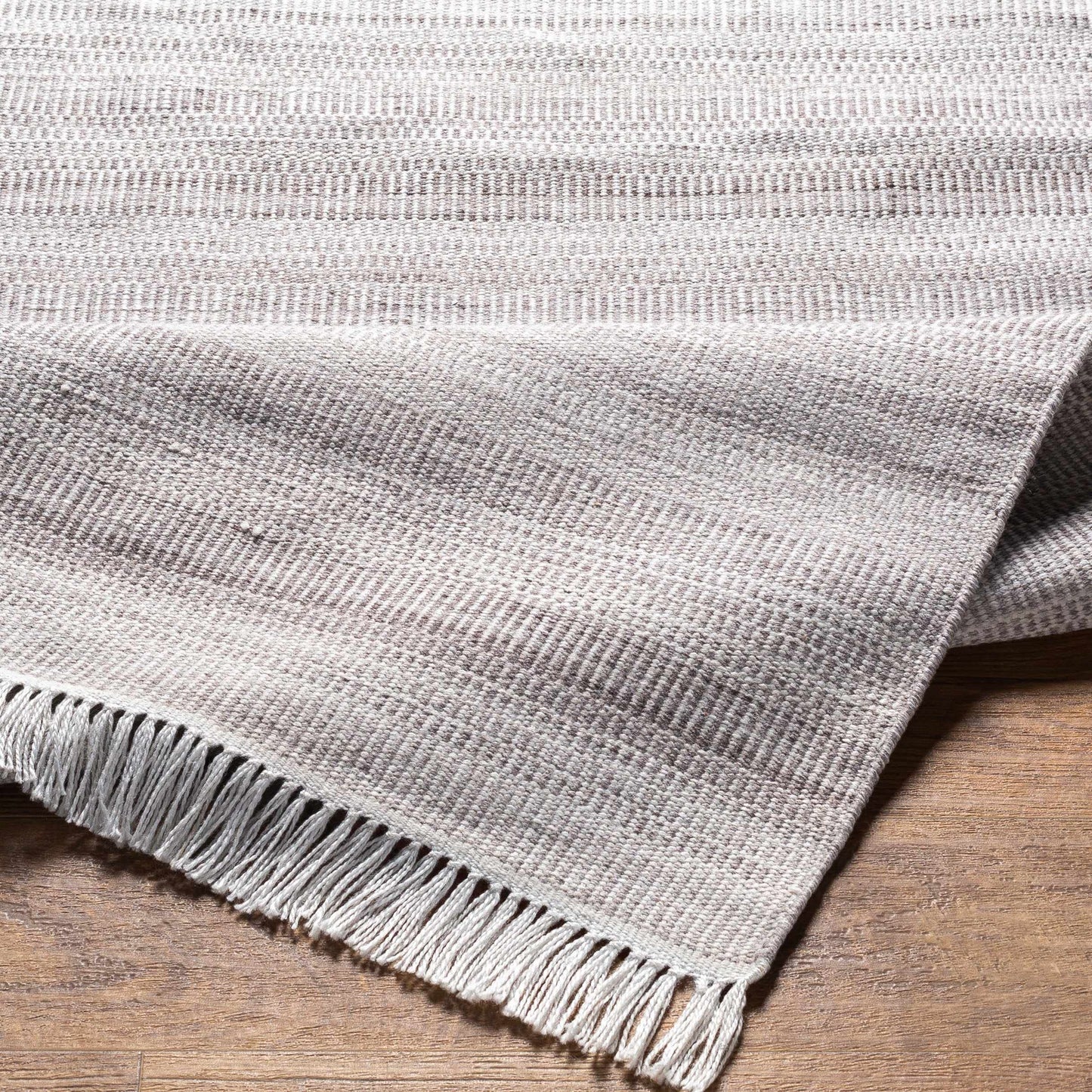 Hauteloom Samos Recycled Material Living Room, Bedroom Area Rug - Striped Ombre Faded - Contemporary Modern Minimalist Farmhouse Transitional - Cream, Dark Brown, Light Slate, Gray, Beige - 2' x 3'