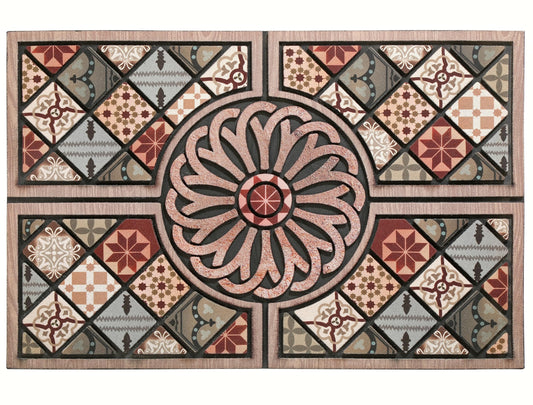 DWKKX Durable Front Door Mat 24"x36" Large Outdoor Welcome Door Mat，Heavy Duty Non-Slip Rubber Entrance Doormat Apply to Home High Traffic Area Outside Entry Way Doormat，Flower Vintage Pattern