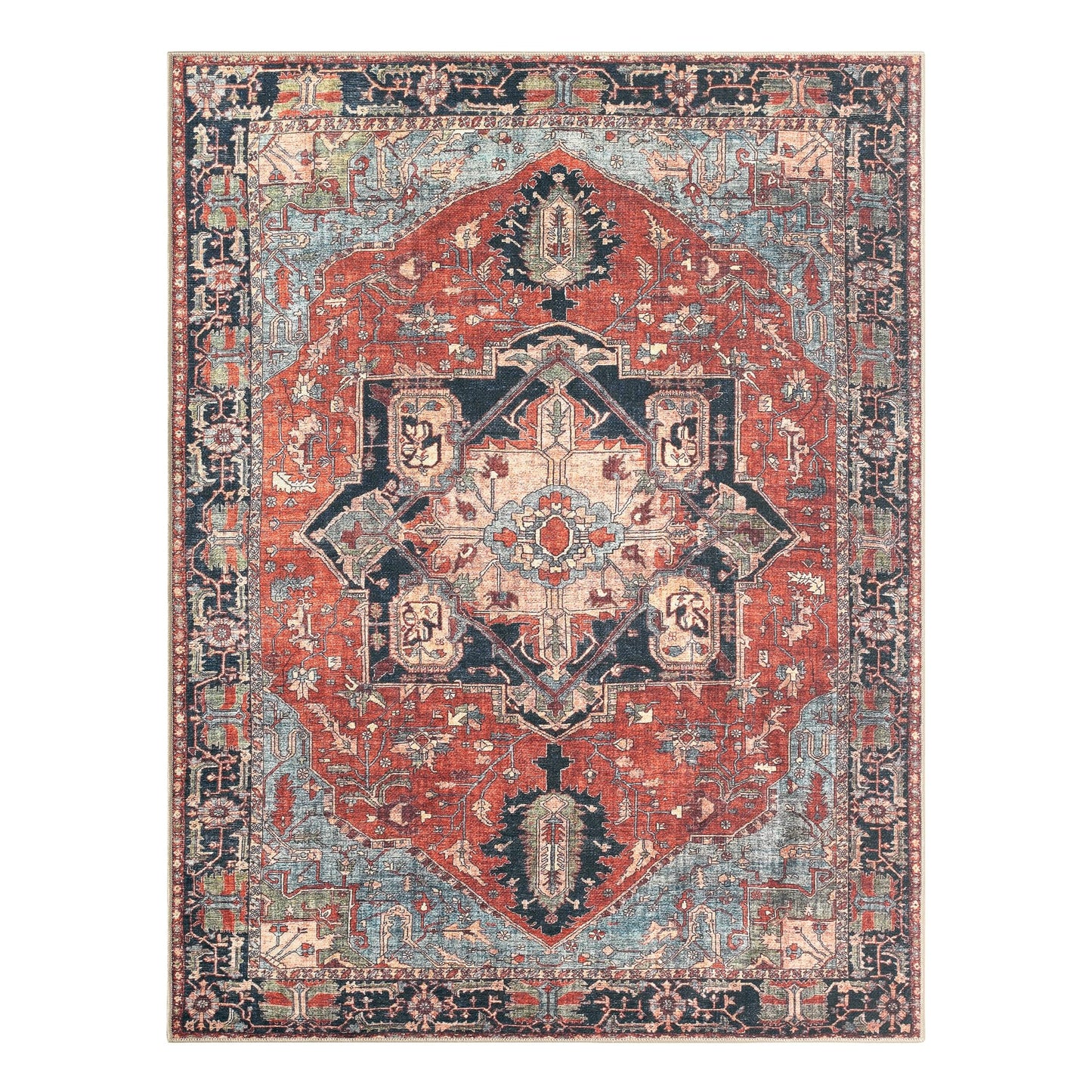 Keen Home Design 3x5 Rug - Machine Washable Entry Rug with Non-Slip Backing, Ideal for Enteryway, Kitchen, Bathroom, Laundry Room - Vintage, Easy Clean, Durable, Low Pile Rug - (3' x 5')