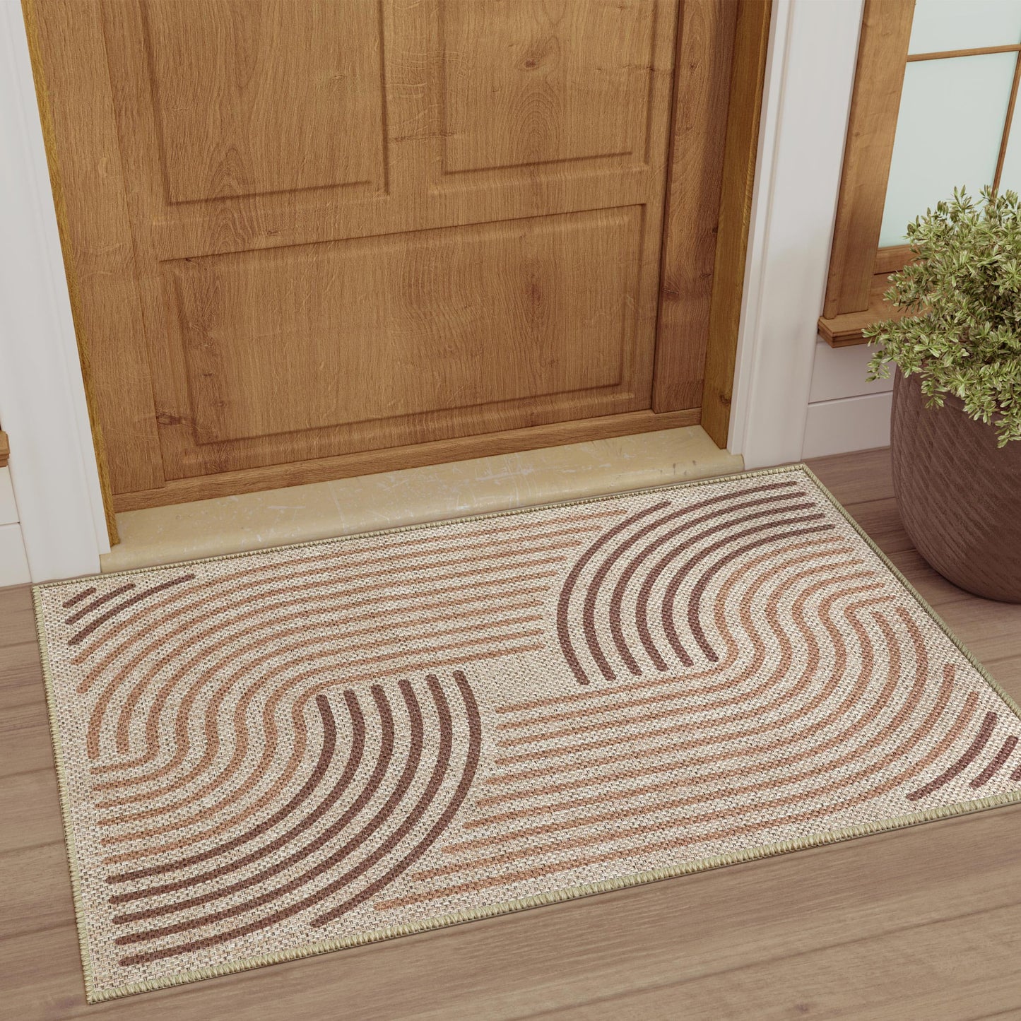 CASTLYE Easy Jute 6x9 Brown Outdoor Patio Rug Machine Washable Boho Carpet