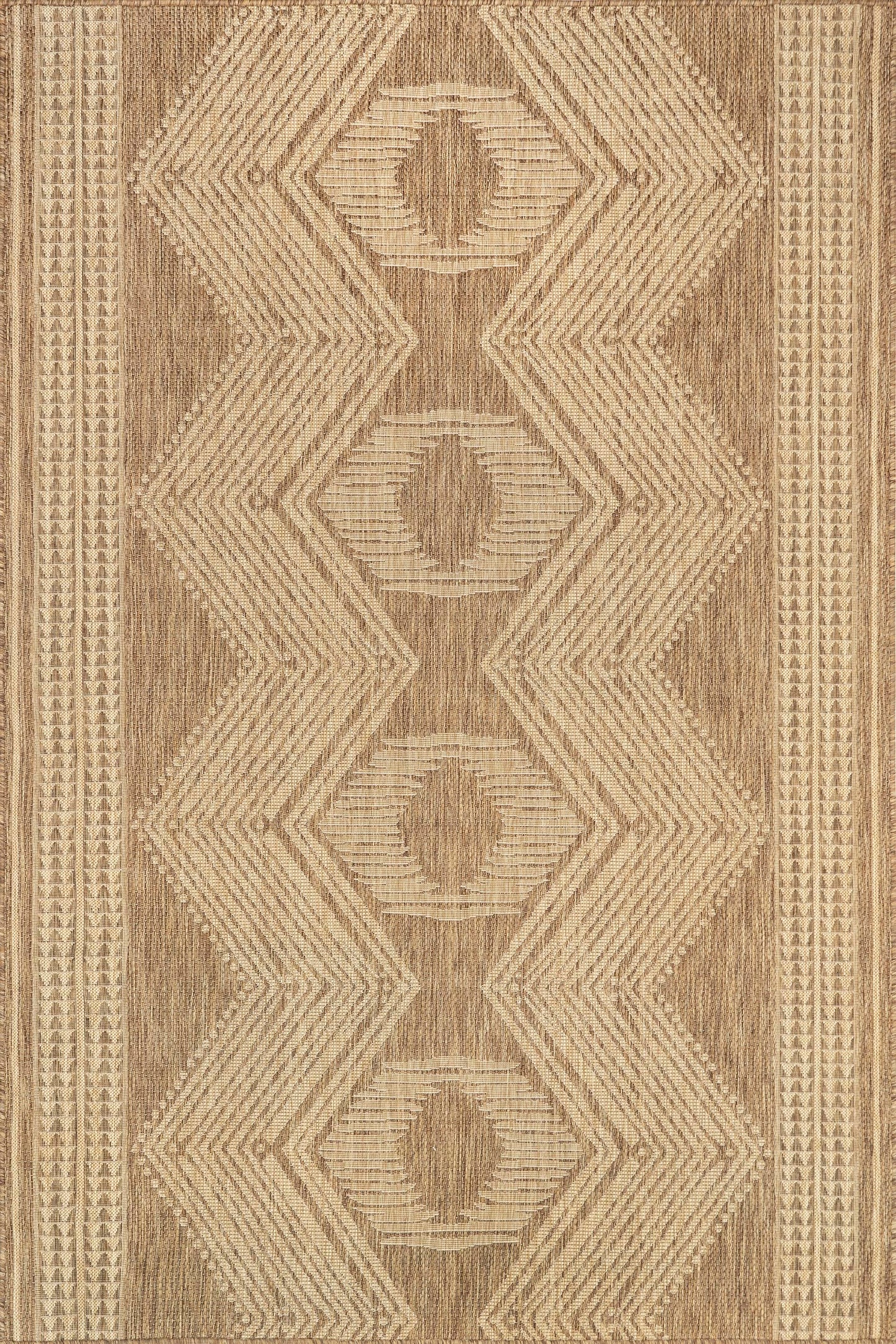 nuLOOM 4x6 Outdoor/Indoor Ranya Tribal Area Rug, Light Brown, Geometric Design, Stain Resistant, Highly Durable, For Patio, Balcony, Bedroom, Dining Room, Living Room, Bathroom