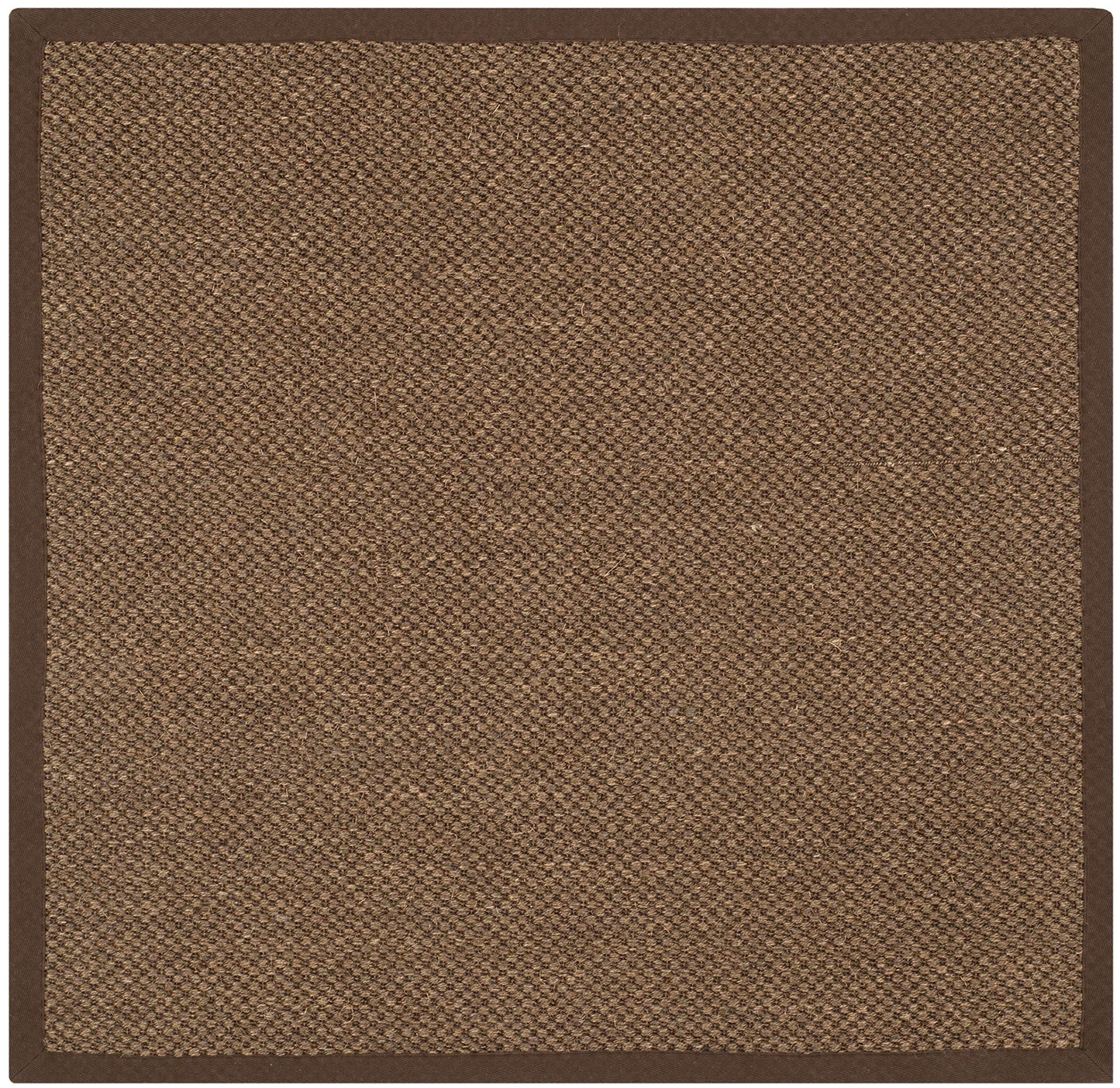 SAFAVIEH Area Rug 6' Square - Natural Fiber Collection - Brown, Sisal, Woven Design with Border (NF443D)
