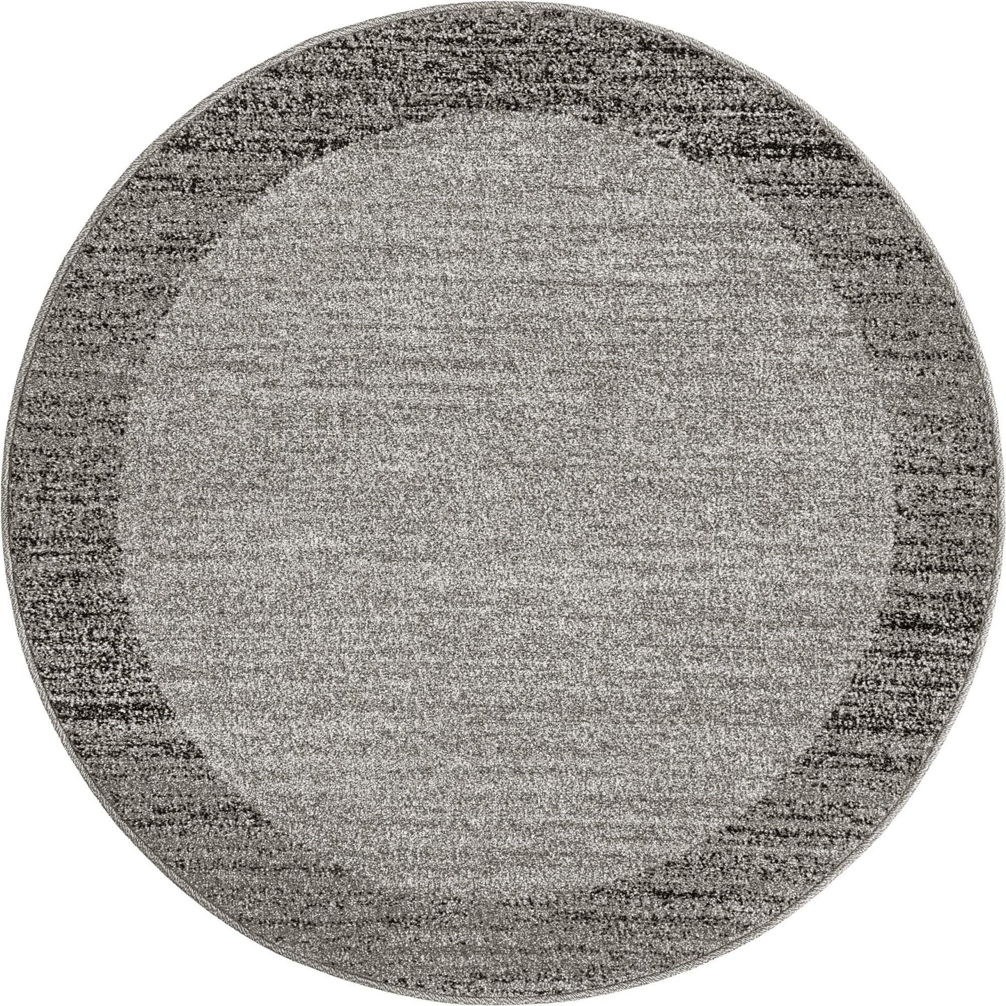Rugs.com - Angelica Collection Rug – 4 Ft Round Light Gray Easy-Clean Rug – Perfect for Nurseries, Playrooms, and Bedrooms