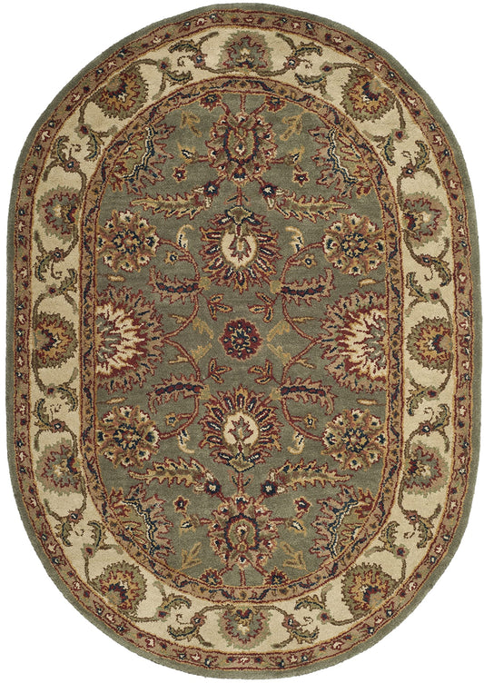 SAFAVIEH Classic Collection 7'6" x 9'6" Oval Celadon / Ivory CL359B Handmade Traditional Oriental Premium Wool Area Rug