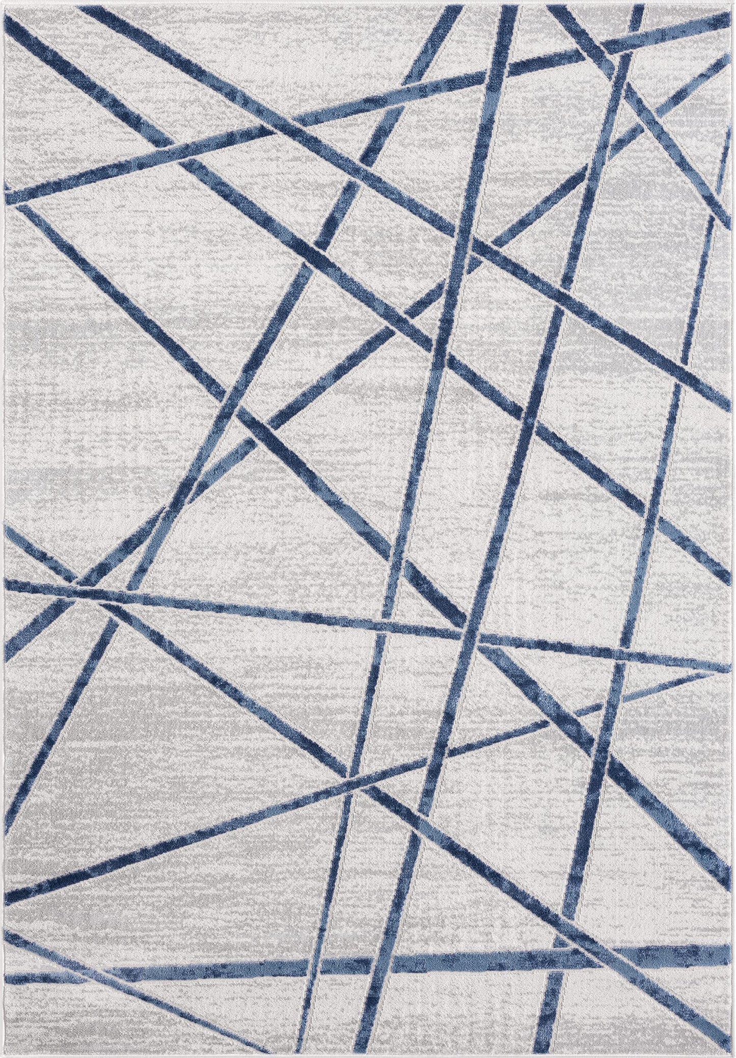 Abani Atlas 5'x8' Blue/Grey Area Rug, Criss Cross Design - Durable Non-Shedding - Easy to Clean