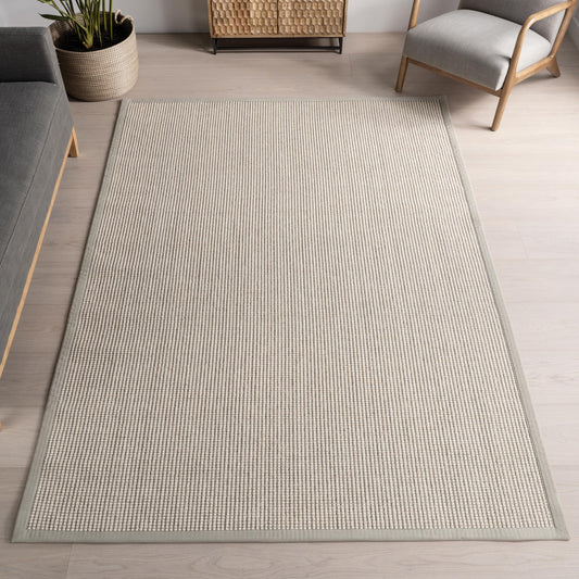 Nuloom Monica Grey/Ivory, 5' x 8', Solid, Sisal & Wool, Soft and Textured, High Traffic, Stain Resistant, Easy Clean, Durable Area Rug for Bedroom, Living Room, Dining Space, Den, Foyer, Entryway