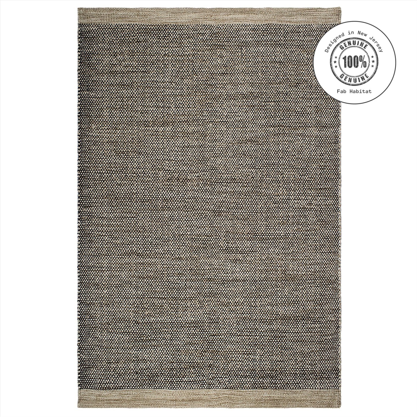 Fab Habitat Machine Washable Area Rug - Hand Woven, Stain Resistant, Pet Friendly - Premium Recycled Polyester Yarn - Solid - Kitchen, Bathroom - Kingscote - Black & Beige - 2 x 3 ft