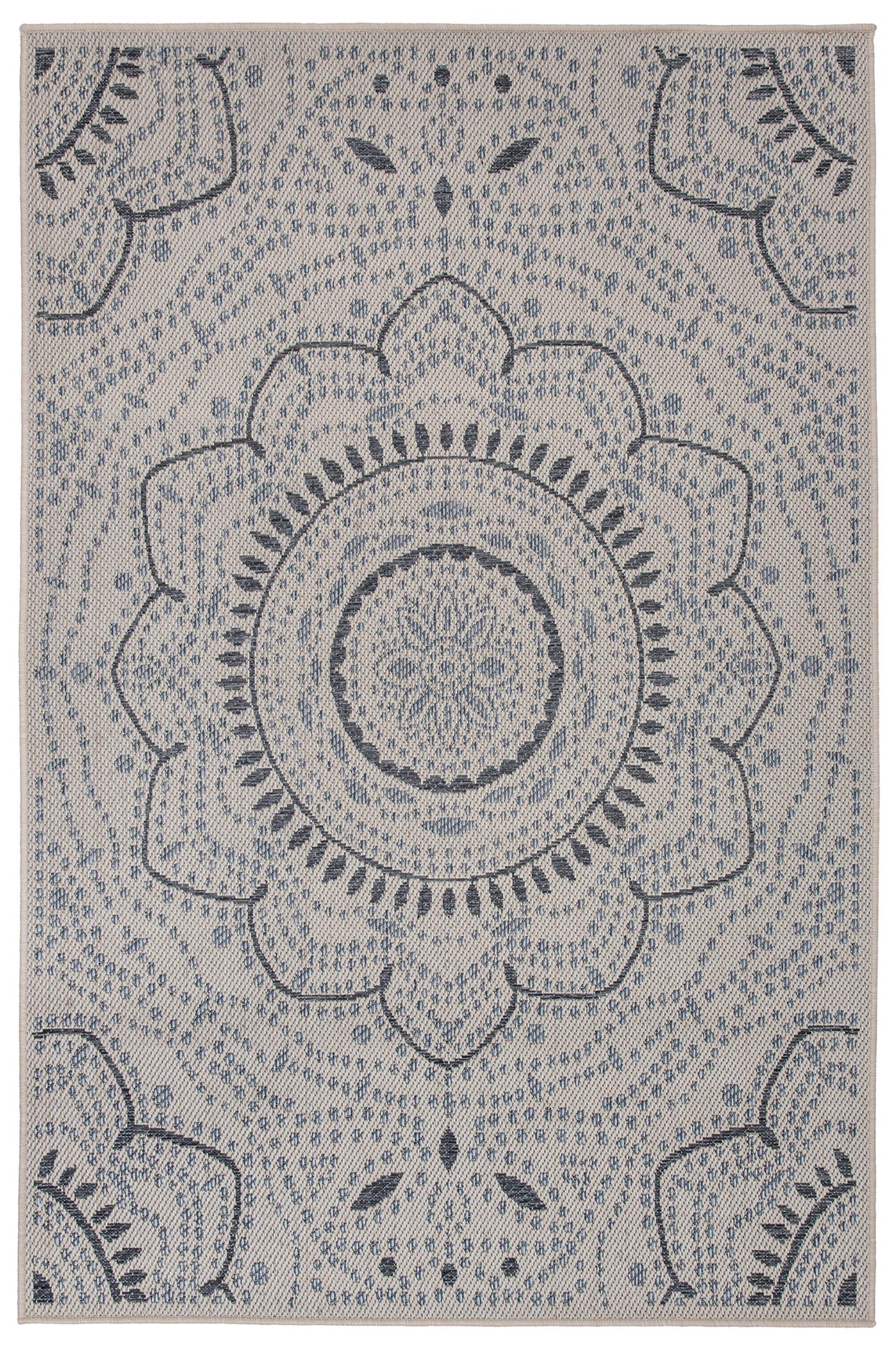 Rugshop Medallion Easy Cleaning for Patio/ Deck Rugs,Balcony Rugs Indoor/Outdoor Area Rug 5' x 7' Cream
