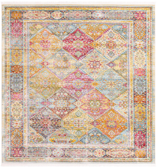 Unique Loom Baracoa Collection Area Rug - Marta (8' 2" Square, Multi/ Burgundy)