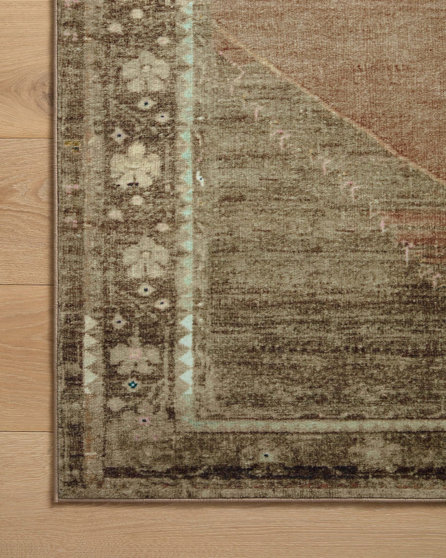 Loloi Magnolia Home by Joanna Gaines Sinclair Collection SIN-06 Clay/Tobacco 8'-6" x 11'-6", .25" Pile Height, Machine Washable, Area Rug
