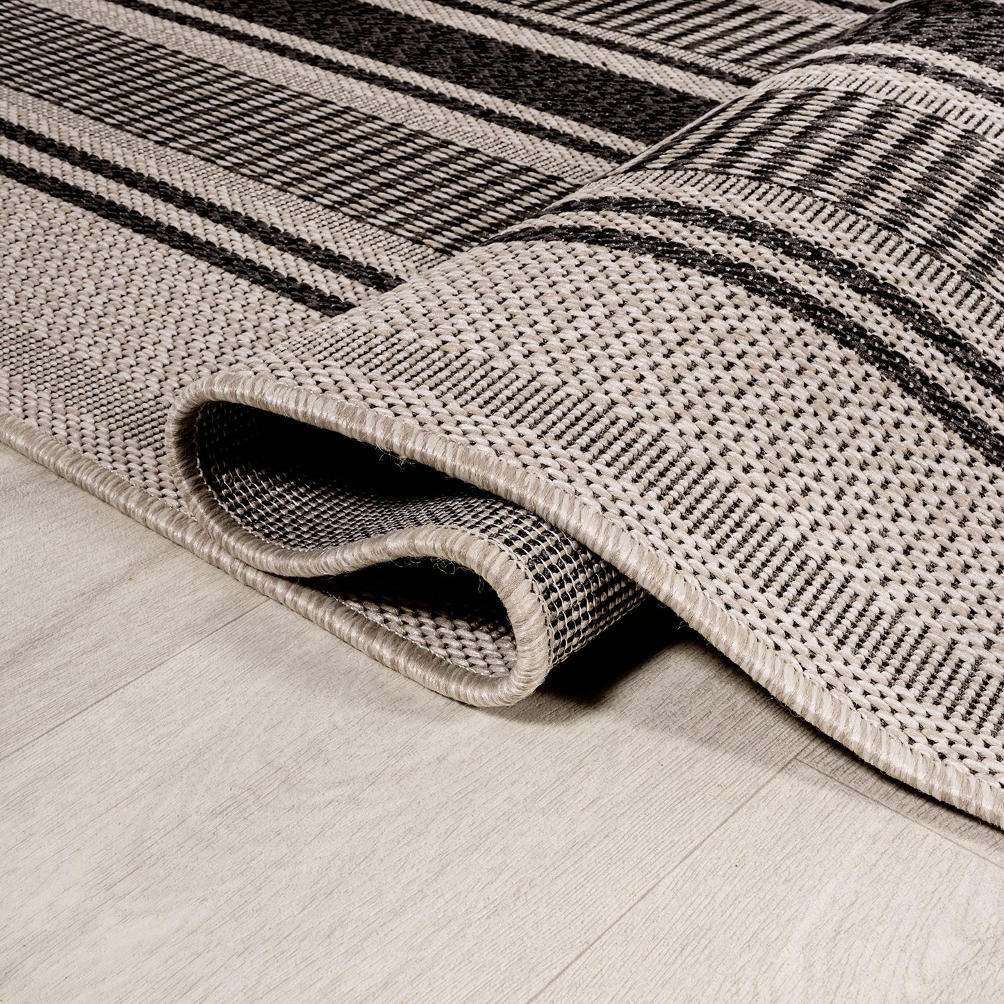 JONATHAN Y Double Stripe Indoor Outdoor Area Rug 5X8 Black/Beige, Haynes Modern for Backyard, Patio, Porch, Easy-Cleaning, High Traffic, Pet-Friendly, Non-Shedding (SMB202D-5)