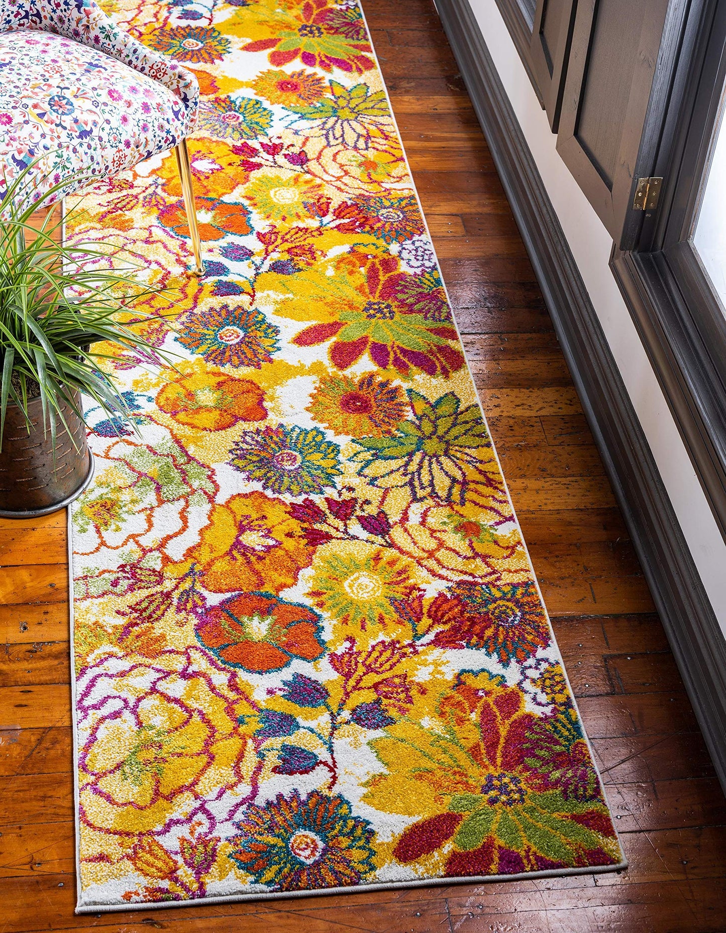 Unique Loom Lyon Collection Area Rug - Kennedy (2' 7" x 10' Runner, Ivory/ Green)