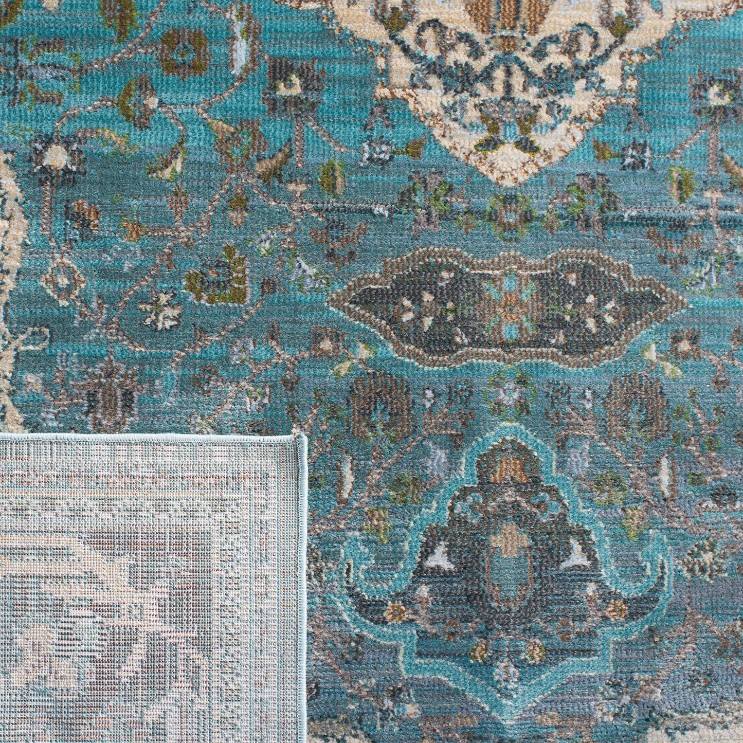 SAFAVIEH Luxor Collection Area Rug - 5'3" x 7'7", Turquoise & Beige, Handmade Boho Chic Oriental, Ideal for High Traffic Areas in Living Room, Bedroom (LUX342K)