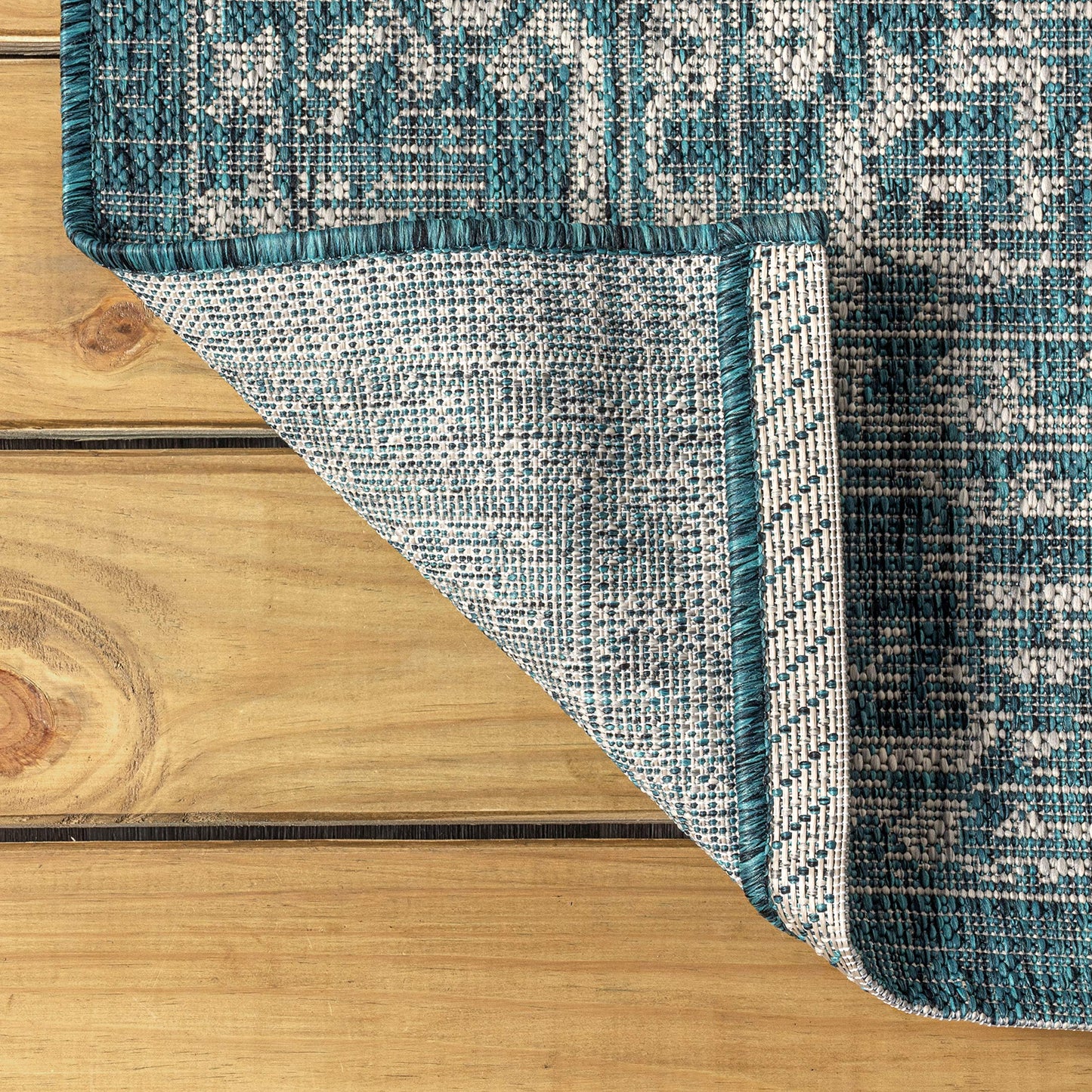 JONATHAN Y Boho Medallion Indoor Outdoor Area Rug 6X9 Teal/Gray, Malta Textured Weave for Backyard, Patio, Porch, Easy-Cleaning, High Traffic, Pet-Friendly, Non-Shedding (SMB104B-6)