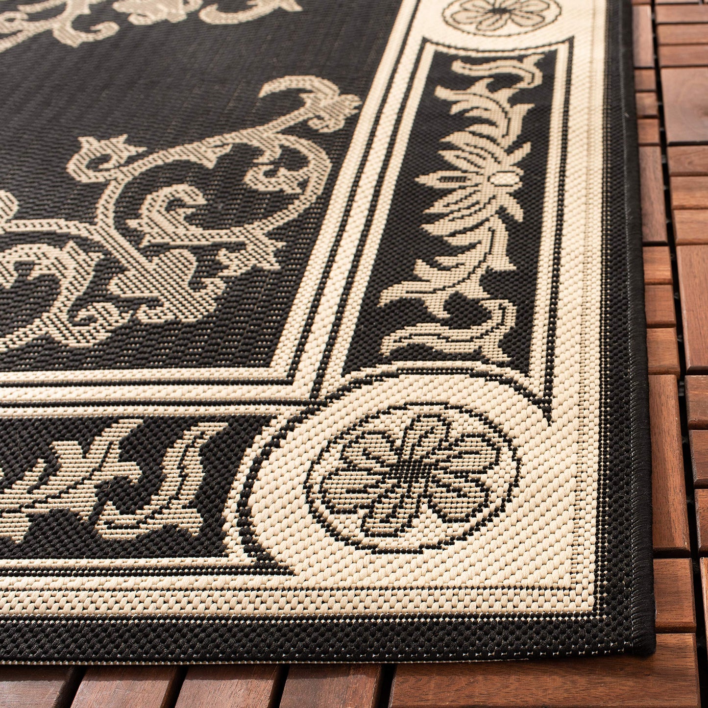 SAFAVIEH Washable Rug Outdoor Courtyard Collection - 2'3" x 12' Runner, Black & Sand, Non-Shedding & Easy Cleaning, Ideal for Patio, Entryway, Mudroom, Hallway, Kitchen (CY2914-3908)