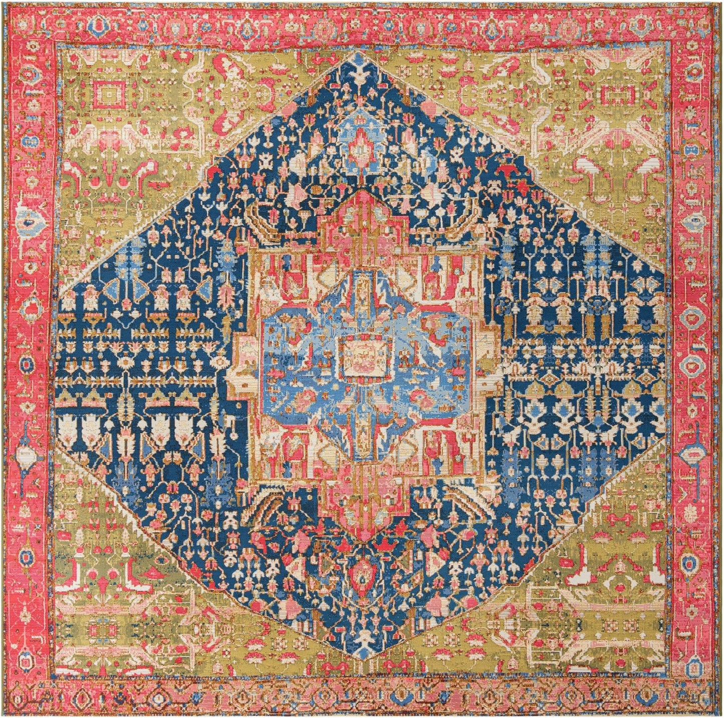 Unique Loom Outdoor Traditional Collection Area Rug - Limon (10' Square Multi/Red)