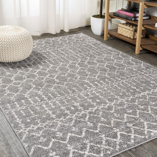 JONATHAN Y Boho Vintage Diamond Gray/Ivory Indoor Area Rug 3X5 ft, Moroccan Hype for Living Room, Bedroom, Kitchen, Office, Easy-Cleaning, High Traffic, Pet-Friendly, Non-Shedding (MOH101C-3)