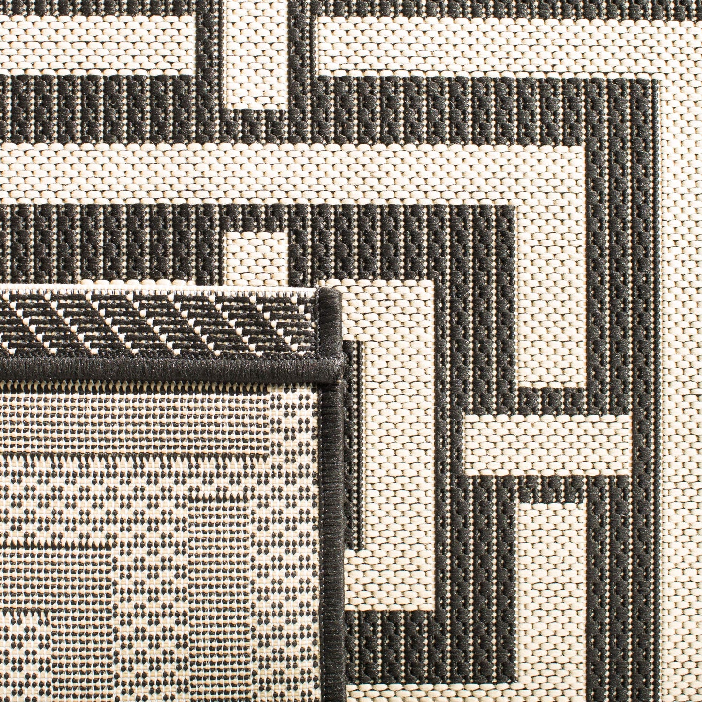 SAFAVIEH Washable Rug Outdoor Courtyard Collection - 2'3" x 6'7" Runner, Black & Bone, Non-Shedding & Easy Cleaning, Ideal for Patio, Entryway, Mudroom, Hallway, Kitchen (CY6937-26)