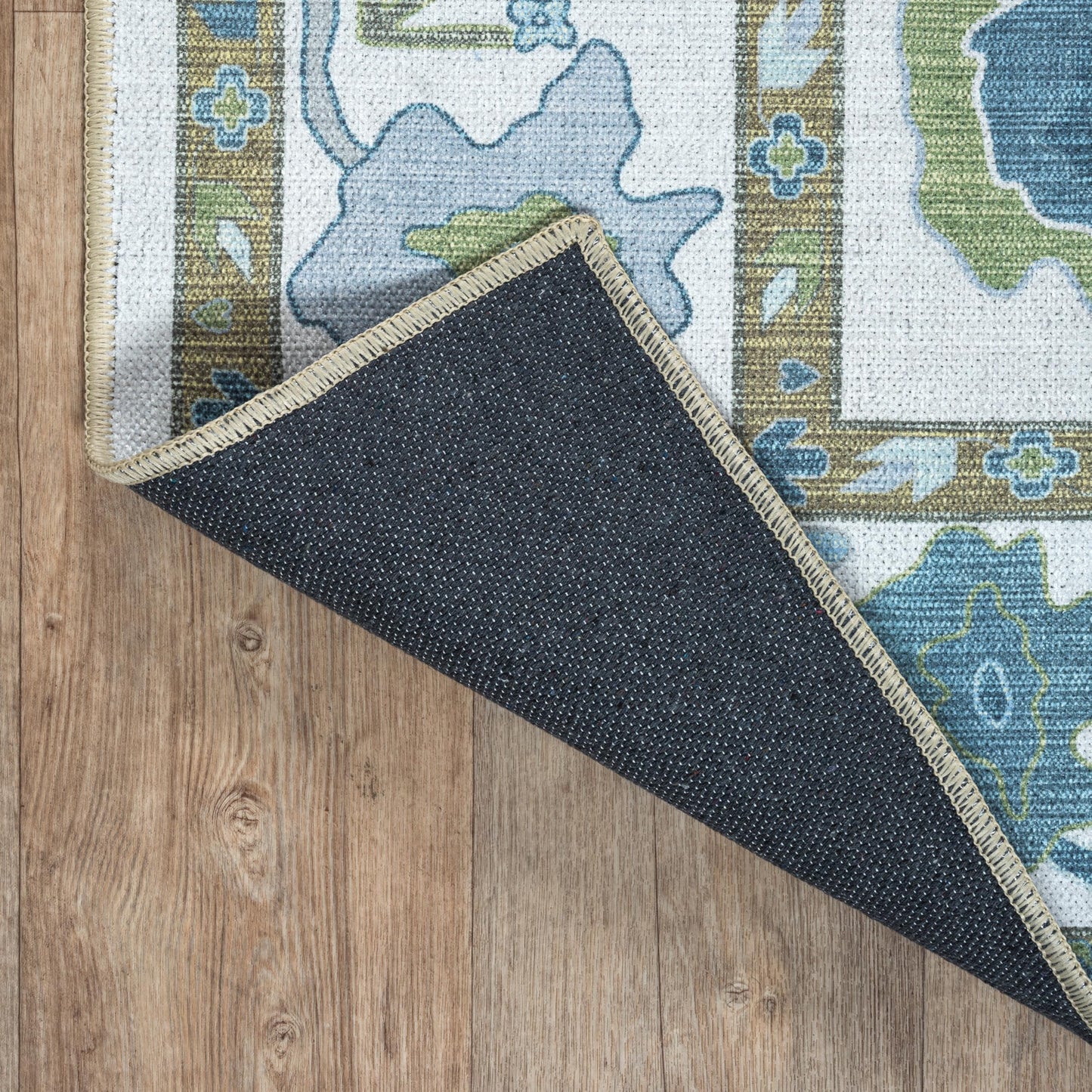 Fame Living Green Oushak Rug, Modern, Vintage, Turkish, Eclectic, Floral, Pastel, Washable, Area Rugs for Living Room, Dining, Bedroom, Office, Entryway, Foyer, Playroom, Nursery, 5'x6'9"