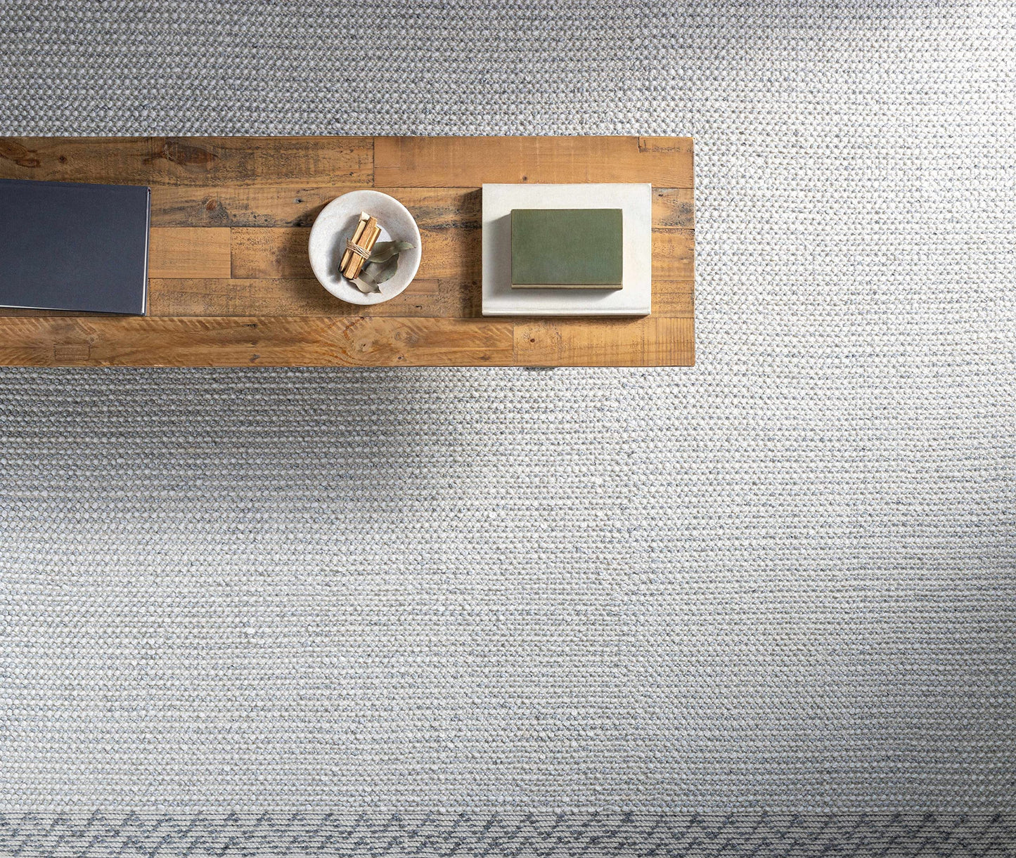 Hauteloom Fadia Recycled Material Area Rug - Border Chevron Zig Zag Plain - Contemporary Modern Minimalist Farmhouse Scandinavian - Light Gray, Cloud Gray, Eggplant, Cream, Beige - 2' x 3'