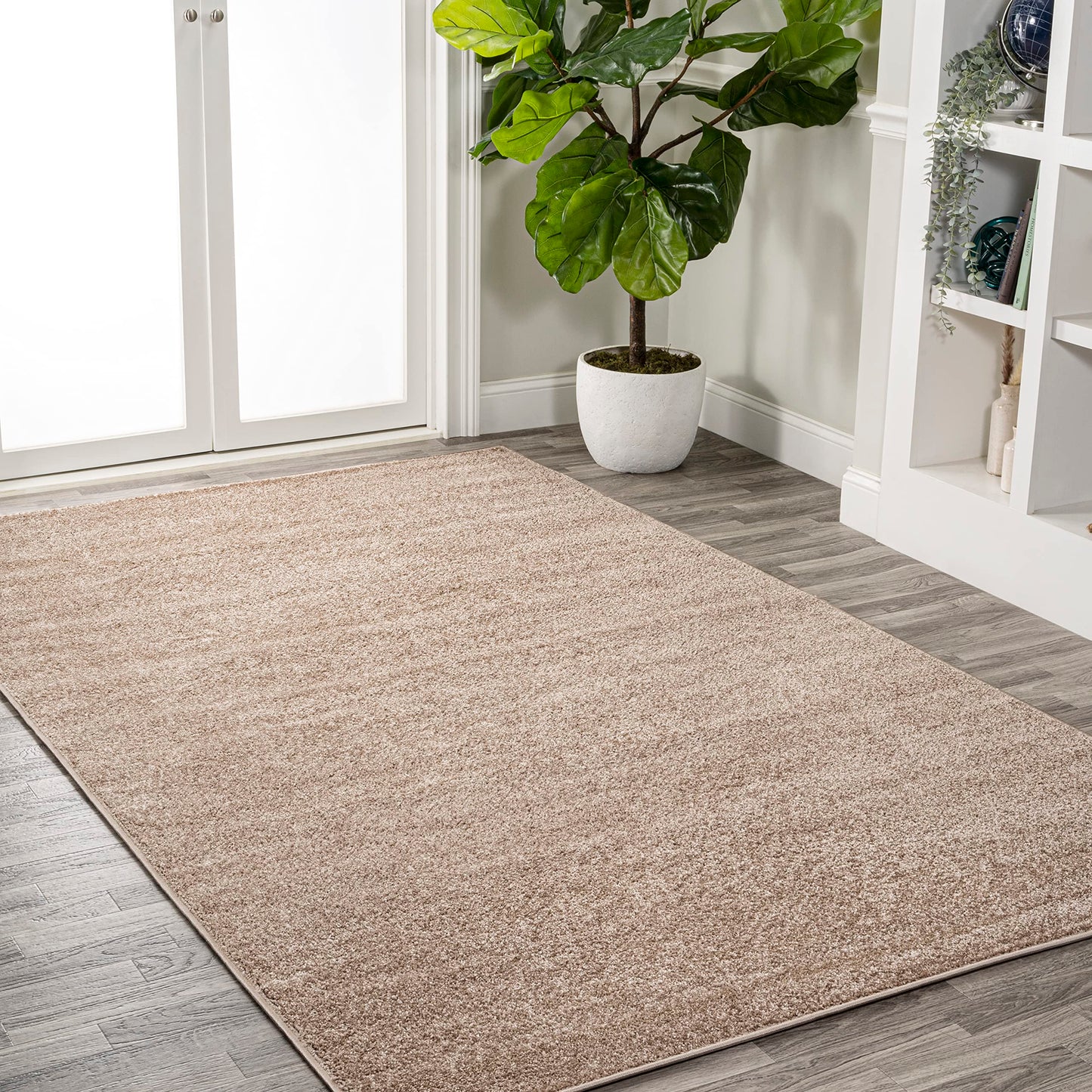 Eyely Solid Low-Pile Area Rug 3 X 5 Beige, Coastal Indoor Rug