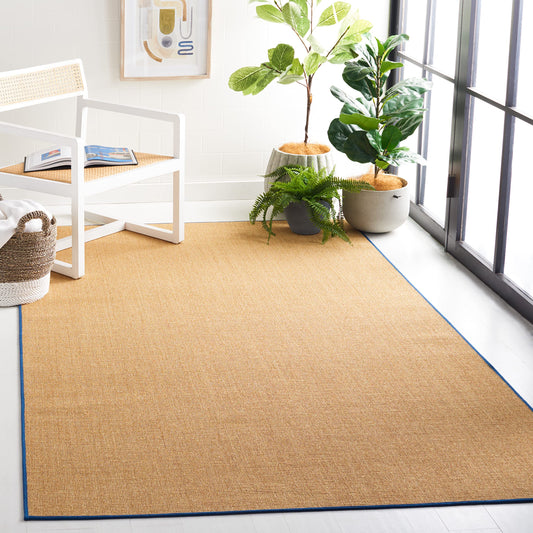 Martha Stewart x SAFAVIEH Area Rug Collection - 3' x 5', Natural & Navy, Sisal & Jute, Farmhouse Style, Ideal for Living Room, Bedroom, Foyer, Accent Space (MSR9501D)