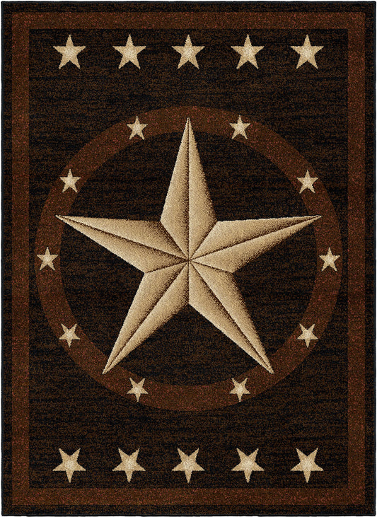 Rustic Lodge Texas Star 3683 2'3"x3'3" Black Area Rug