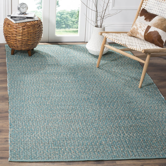 SAFAVIEH Montauk Collection Accent Rug - 3' x 5', Turquoise & Multi, Handmade Cotton, Ideal for High Traffic Areas in Entryway, Living Room, Bedroom (MTK602E)