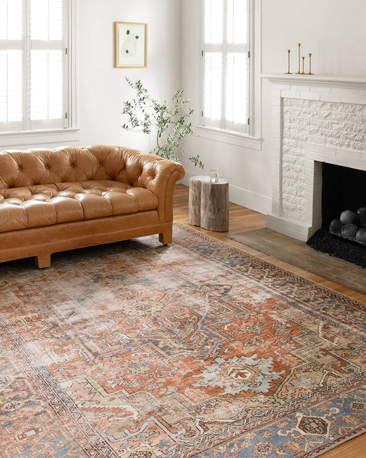 Loloi Loren Collection LQ-15 Terracotta/Sky 8'-4" x 11'-6" Area Rug