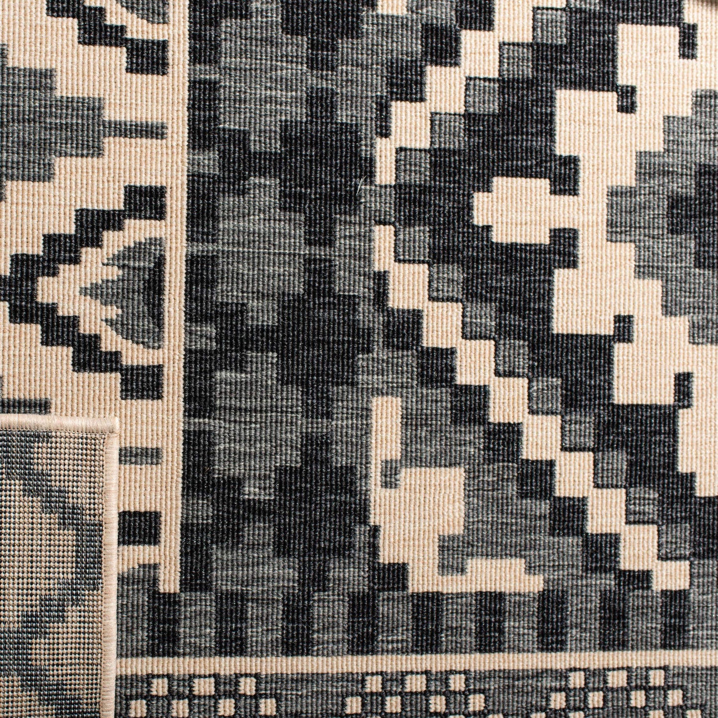 SAFAVIEH Washable Rug Outdoor Veranda Collection - 2'7' x 5', Beige & Grey, Non-Shedding & Easy to Clean, Ideal for Patio, Backyard, Mudroom (VER096-3413)