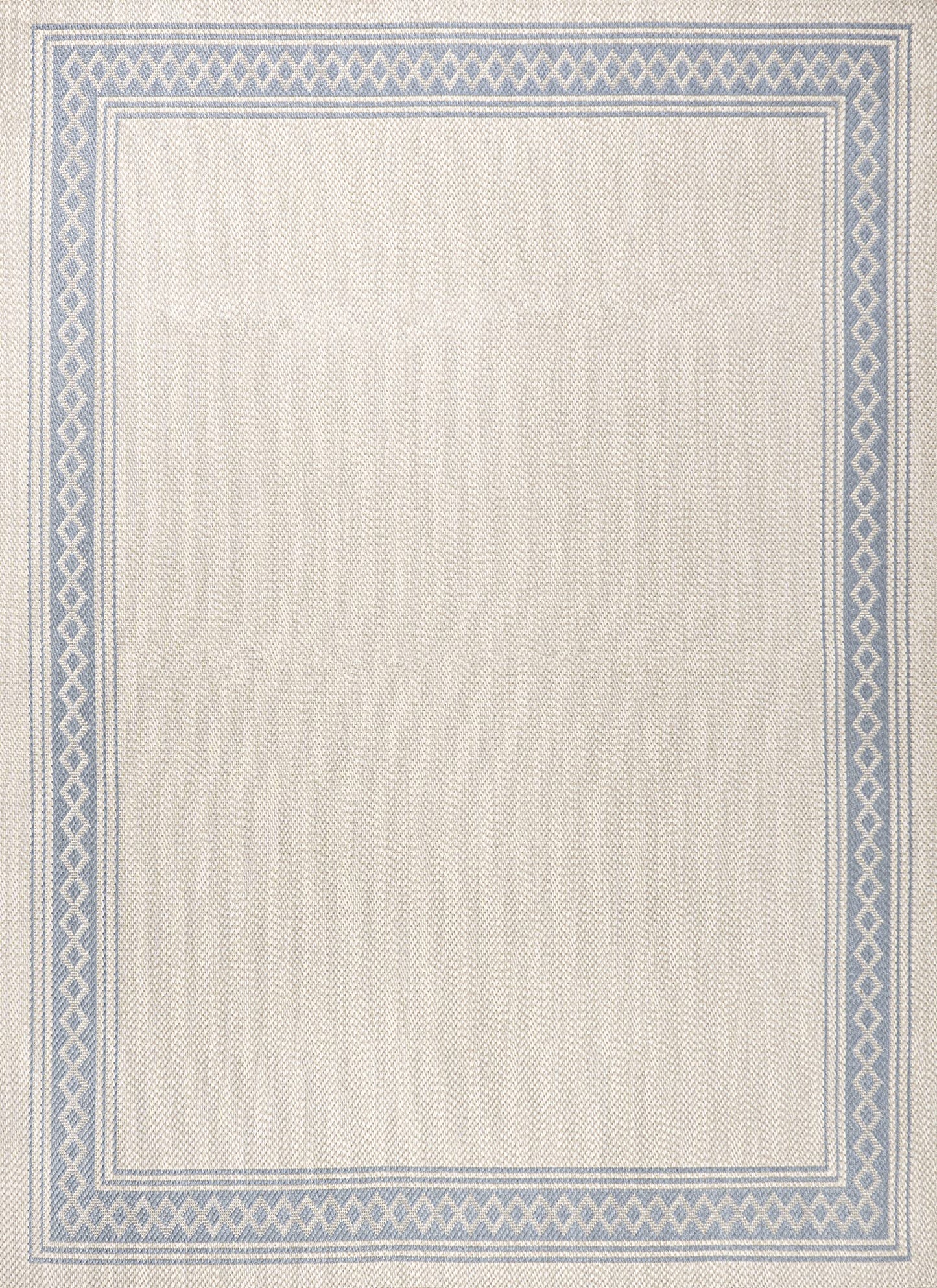 JONATHAN Y Diamond Border Indoor Outdoor Area Rug 3X5 Cream/Blue, Lucia Classic for Backyard, Patio, Porch, Easy-Cleaning, High Traffic, Pet-Friendly, Non-Shedding (SMB207A-3)