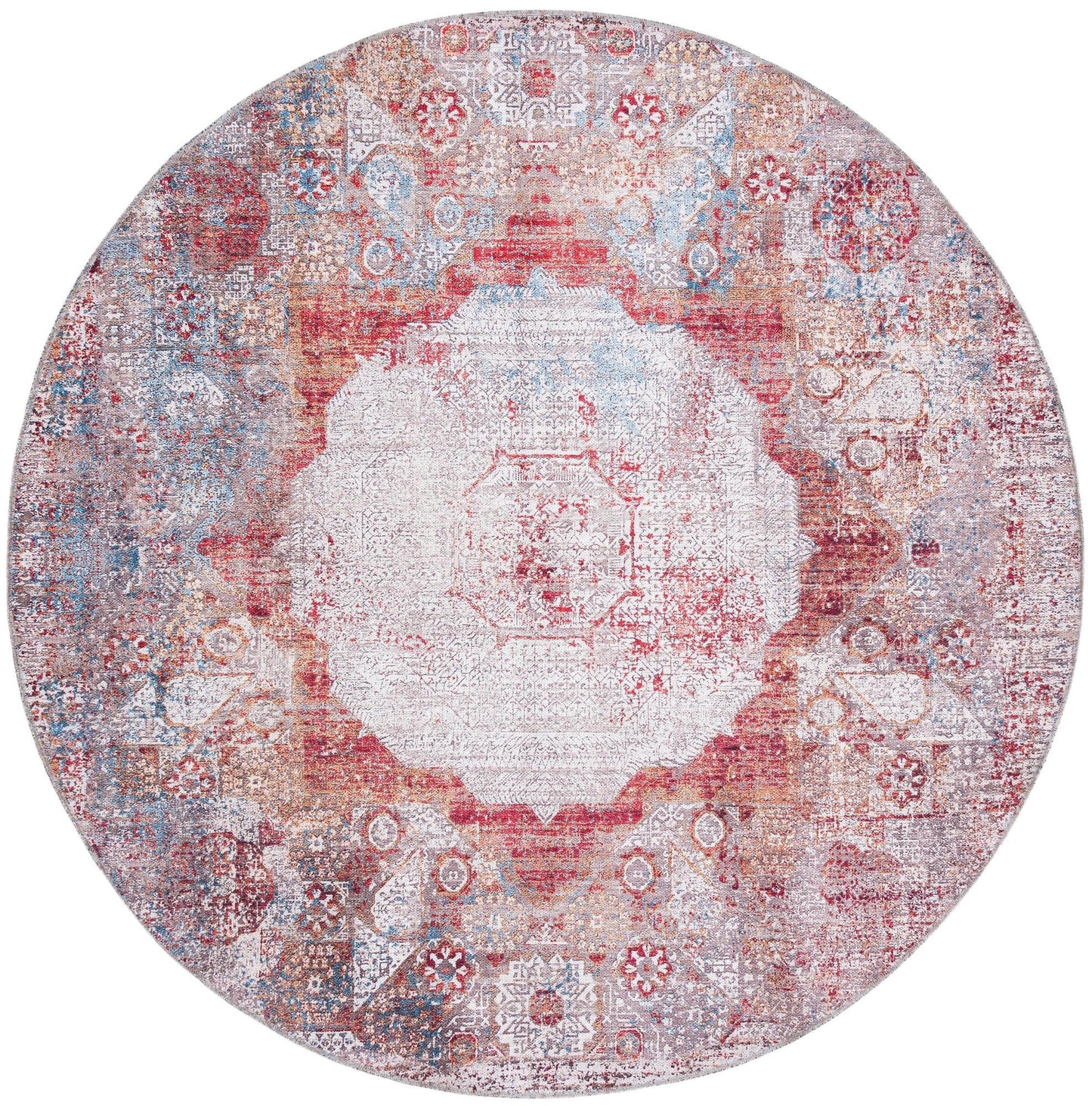 Unique Loom Yara Collection Area Rug - Nayer (6' 1" Round, Multi/ Ivory)