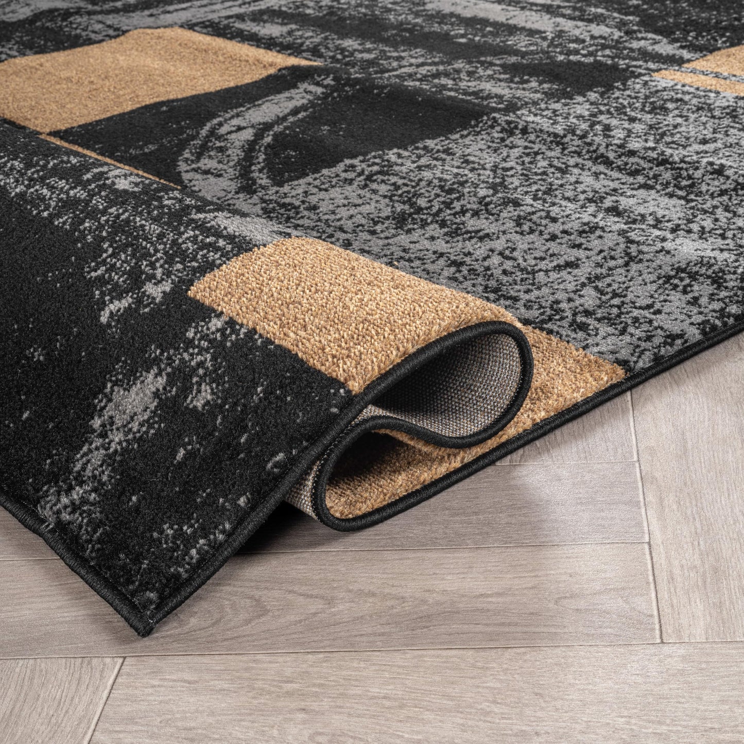 Rugshop Contemporary Circle Design Area Rug, Fade-Resistant Carpet for Living Room, Dining Room, or Home Office 5'3" x 7'3" Jute