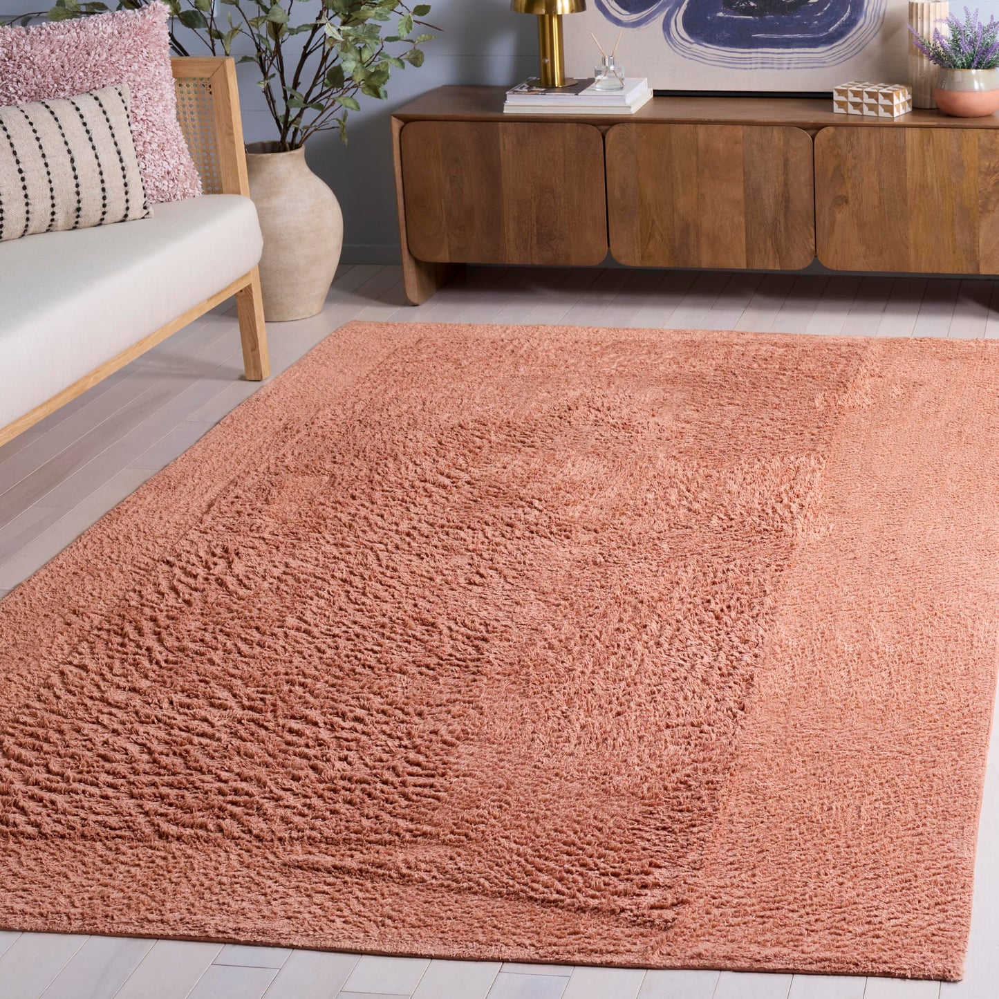 SAFAVIEH Washable Rug Easy Care Collection - 5' x 8', Rust, Handmade Cotton, Easy to Clean, Ideal for Living Room, Bedroom, Dining Space (ECR224P)