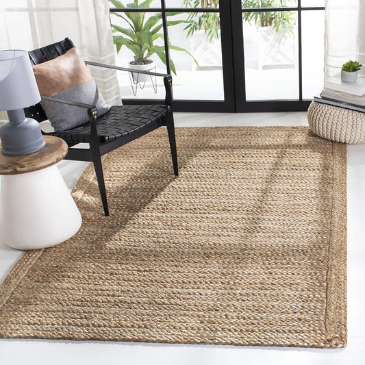 SAFAVIEH Natural Fiber Collection Area Rug - 5' x 8', Natural, Handmade Woven Farmhouse Fringe Jute, Ideal for High Traffic Areas in Living Room, Bedroom (NF824A)