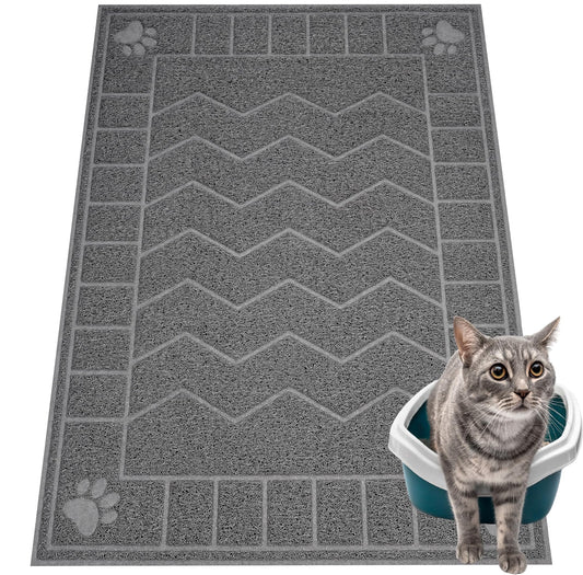 Motsamla Cat Litter Box Mat, 35" x 24" Large Kitty Litter Trapping Mat Keep Floor Clean, Litter Box Mat Scatter Control, Waterproof, Easy to Clean, Durable Large Size Litter Mats for Floor