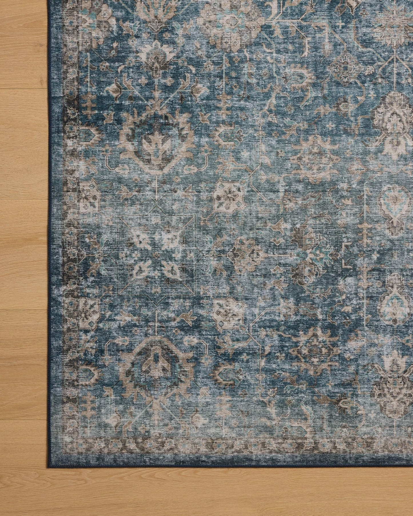 Loloi Anniston Collection ANS-02 Lagoon/Natural 5'-0" x 7'-6" Machine Wash Area Rug