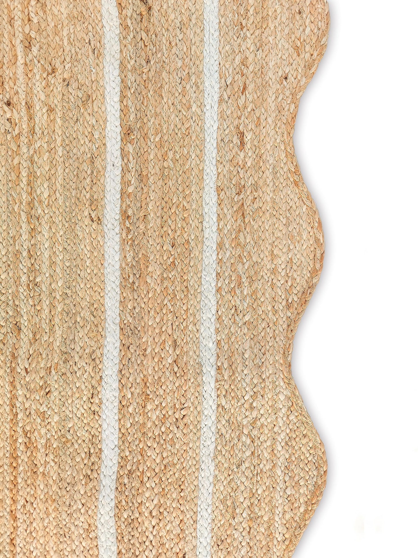 Weaving Village Wave Scalloped Natural Jute Rug Boho Jute Rug Entryway Runner Rug Farmhouse Scallop Rug, Off White (2'x3')