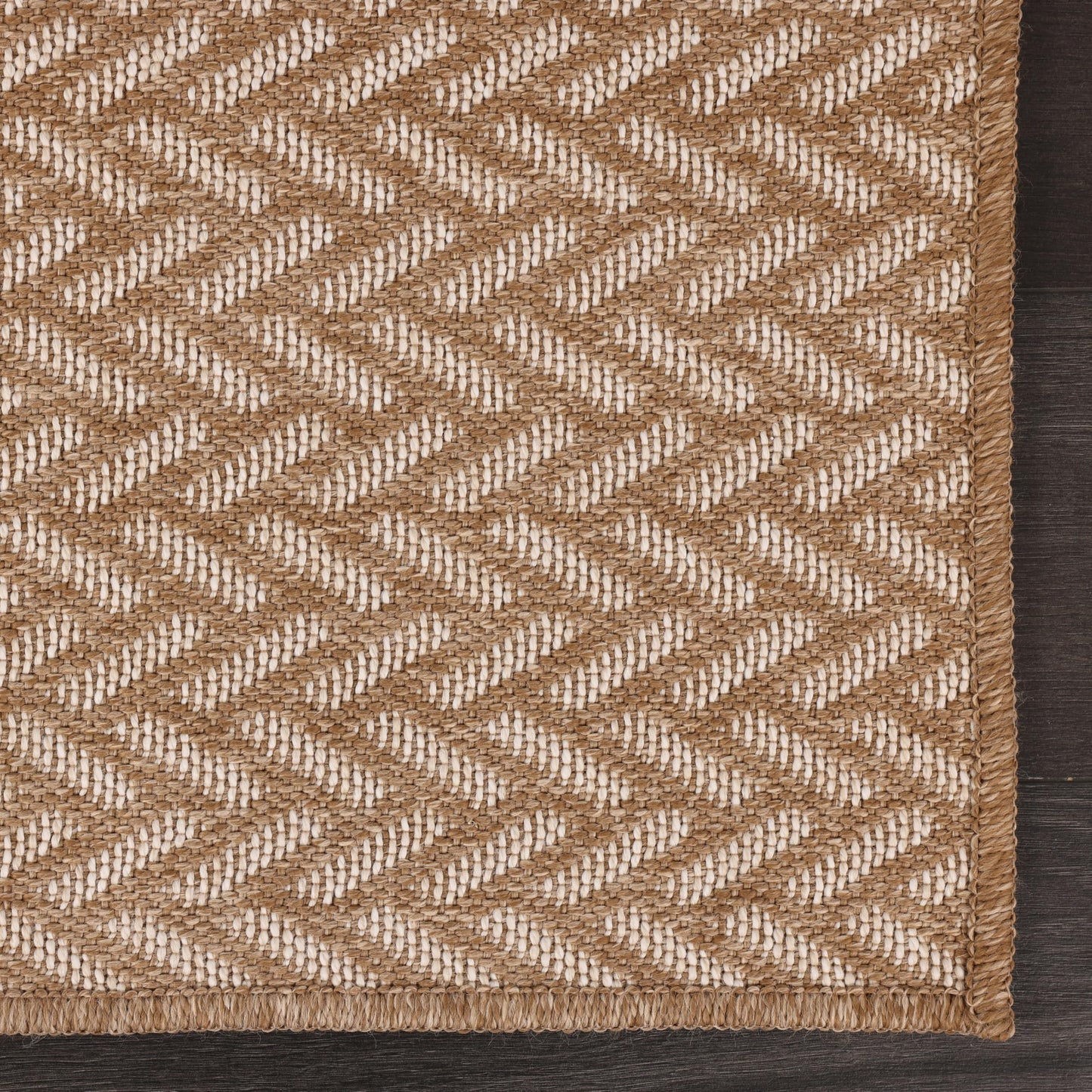 Fame Rugs Natural Indoor Outdoor Entryway Mat - Jute Look Modern Chevron Herringbone Pattern Flatweave - for Entrance, Bathroom, Farmhouse Boho Neutral Doormat Decor (2'x3' Tan/White)