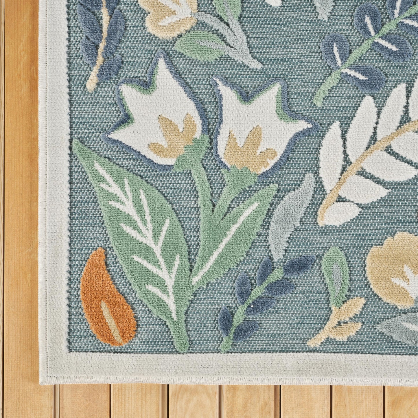 Abani Green Area Rug – 6' x 9' – Sakura Collection – Floral Pattern – Easy to Clean – Durable for Patio, Living Room, or Sunroom, Pet & Child Friendly