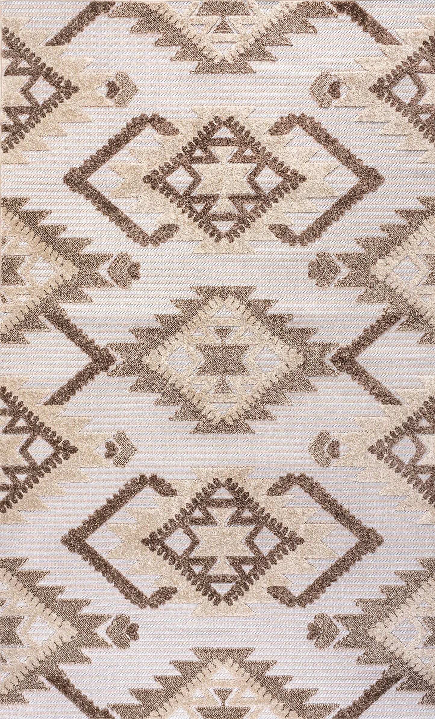 JONATHAN Y Neutral Diamond Kilim Indoor Outdoor Area Rug 3X5 Brown/Ivory, Sumak High-Low Pile for Backyard, Patio, Porch, Easy-Cleaning, High Traffic, Pet-Friendly, Non-Shedding (SBH107C-3)