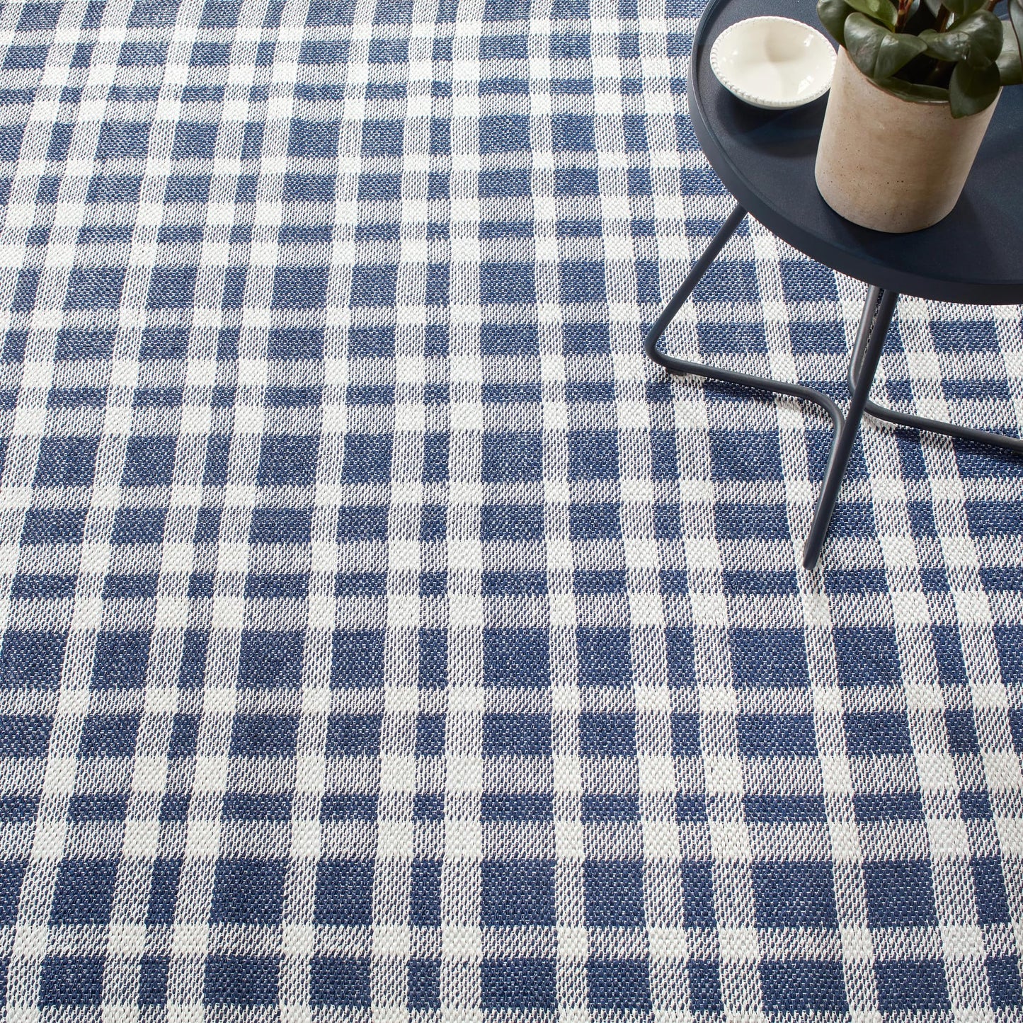 Dash & Albert Tattersall Navy Handwoven Indoor/Outdoor Rug, 2 X 3 Feet, Blue/White Solid Pattern - Premium Luxury Hotel Quality Soft Breathable Hypoallergenic Machine Washable Easy Care All Season